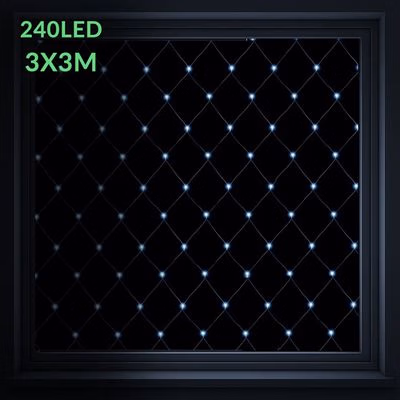 Vianočná led svetelná sieť vonkajšia - 240led - 3x3 m studená biela