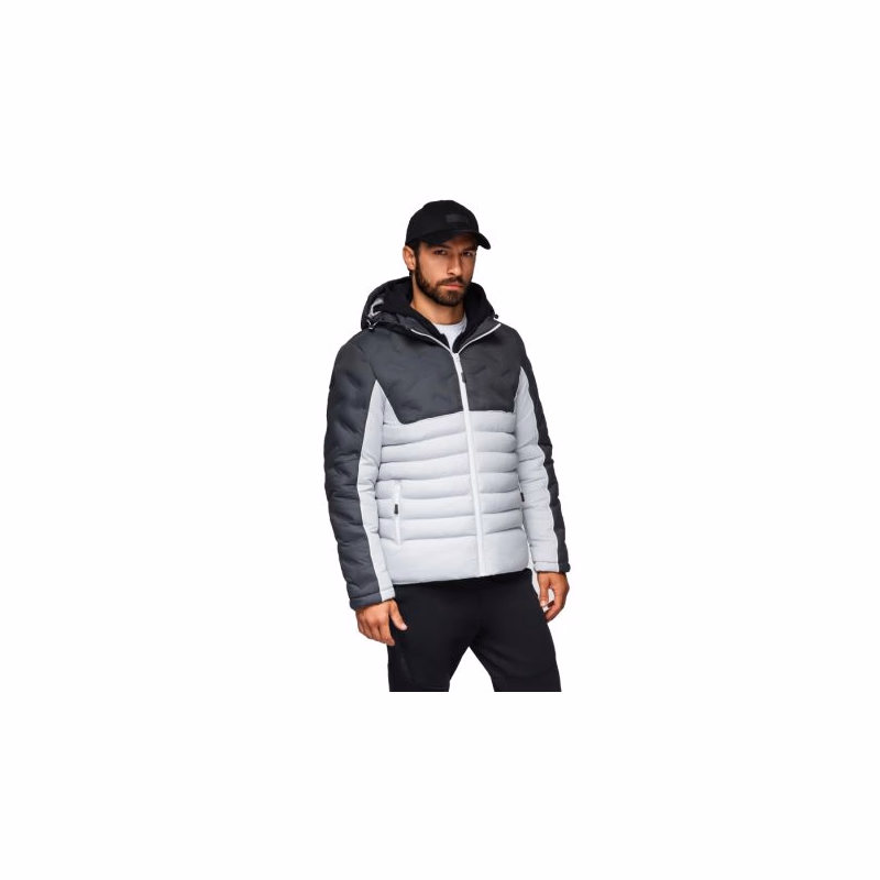 Pánska bunda s kapucňou OMBRE Jacket OM-JALP-0206 V-3 dark gray gray