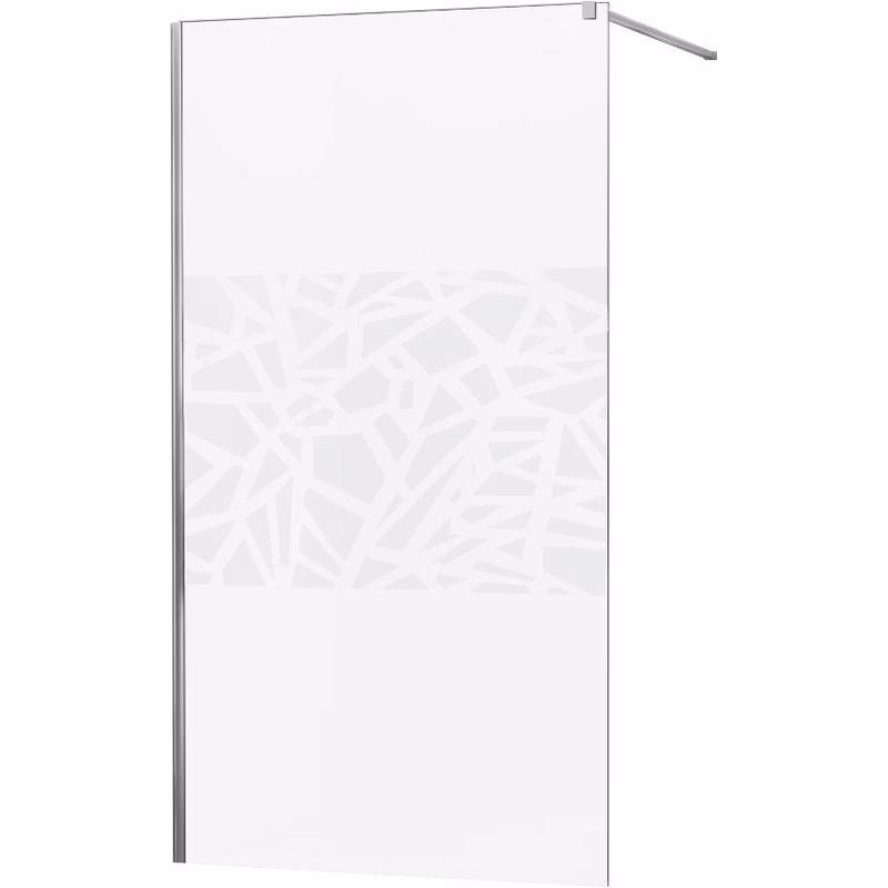 MEXEN/S - KIOTO Sprchová zástena WALK-IN 100x200 cm 8 mm, chróm, biely vzor 800-100-101-01-85