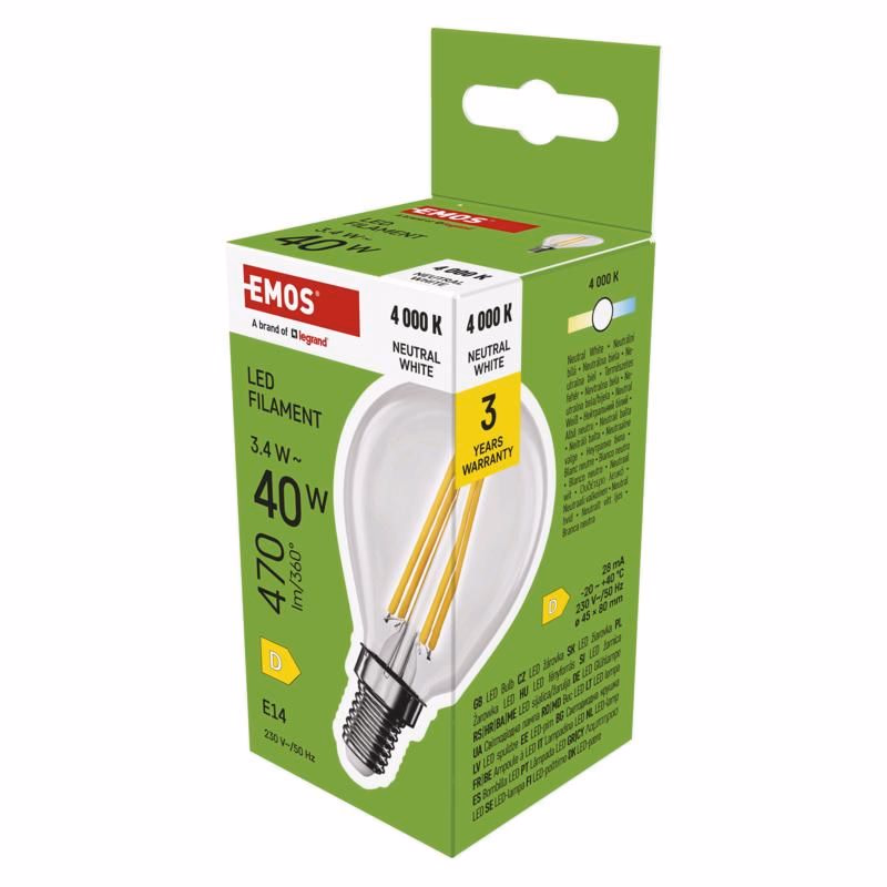 EMOS LED FLM MINI GL 3,4 W (40 W) 470lm E14 NW
