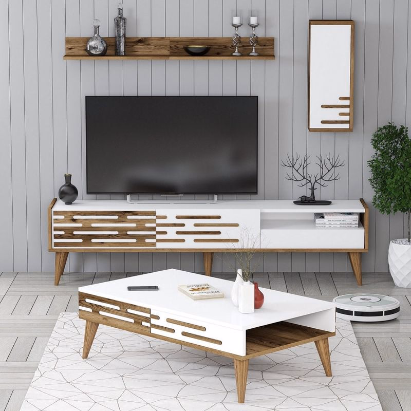 Living Room Furniture Set Valensiya - Walnut, White