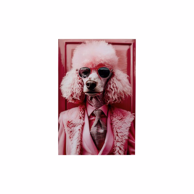 Pink Poodle sklenený obraz 50x40 cm