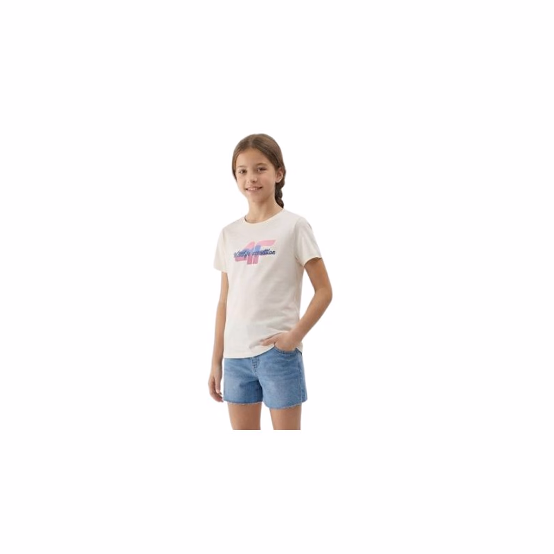 Dievčenské tričko s krátkym rukávom 4F JUNIOR TSHIRT F2885-11S-OFF WHITE