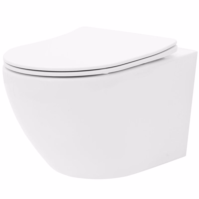 REA - Závesná WC misa vrátane sedátka Rimless Carlo Flat Mini biela REA-C2760