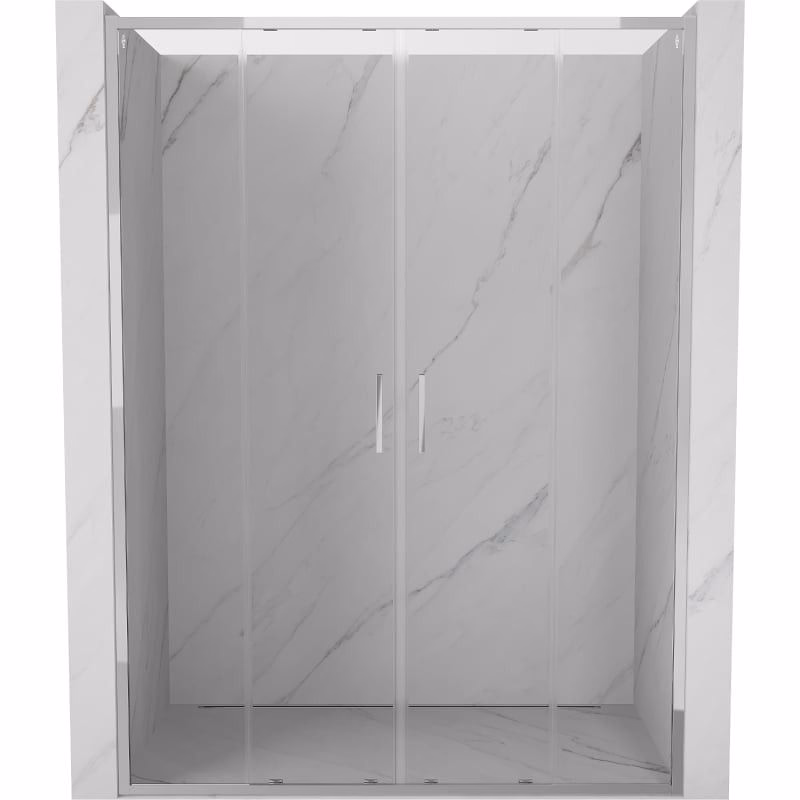 MEXEN/S - Exo dvojité posuvné sprchové dvere 150, transparent, chróm 8152-150-000-01-00