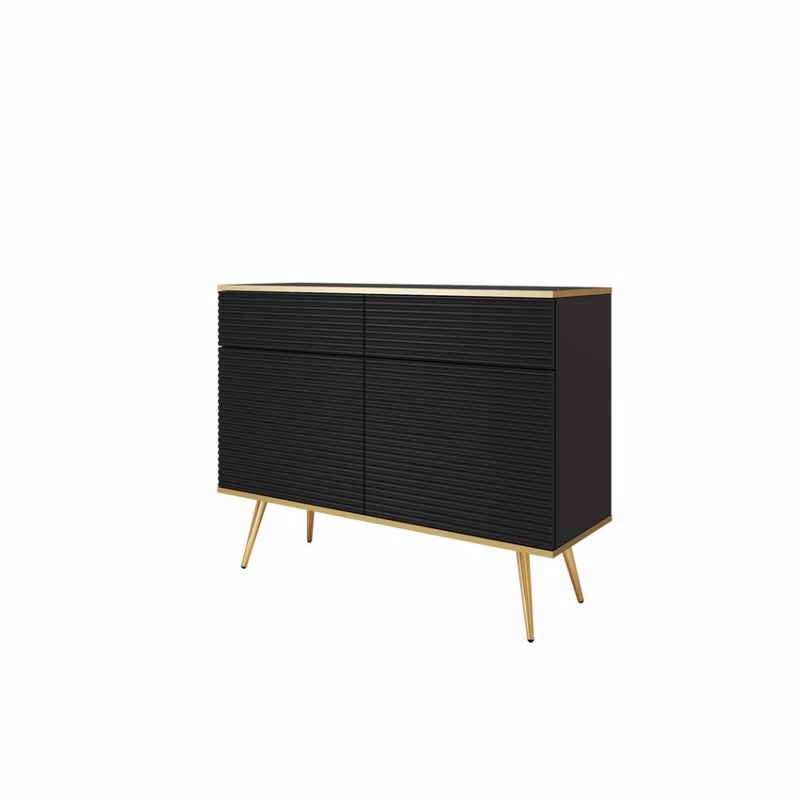 ArtPS Komoda BIJOU KSZ-107 MDF | čierna / zlaté nohy