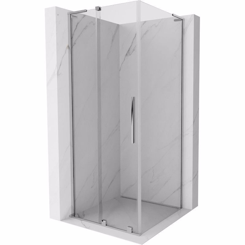 MEXEN/S - Velar L sprchovací kút, posuvné dvere 120 x 120, transparent, chróm 871-120-120-03-01