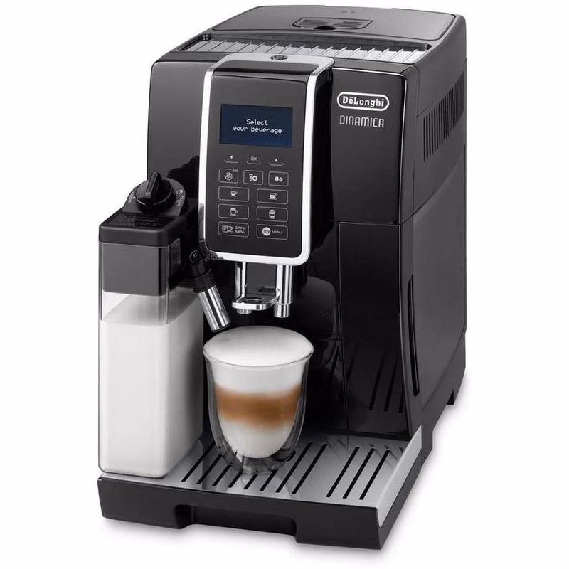 DeLonghi Dinamica ECAM 350.55.B automatický kávovar, 15 bar, vstavaný mlynček, mliečny systém, zásobník na mletú kávu