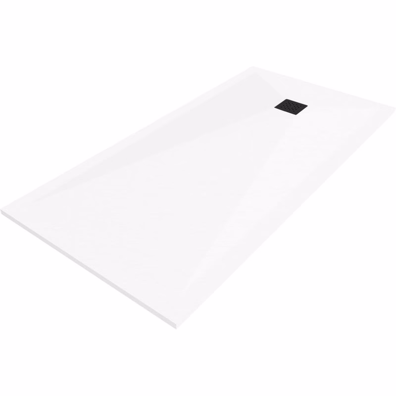 MEXEN/S - Stone+ obdĺžniková sprchová vanička 200 x 90, biela, mriežka čierna 44109020-B