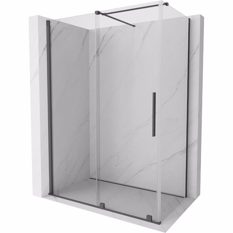 MEXEN/S - Velár sprchovací kút 160 x 100, transparent, grafit kartáčovaná 871-160-100-01-66