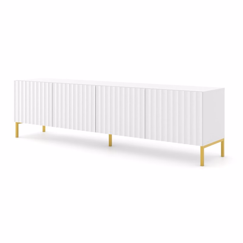 ArtBm Tv stolík WAVE 200 | 4D Prevedenie: Biely mat / zlaté nohy