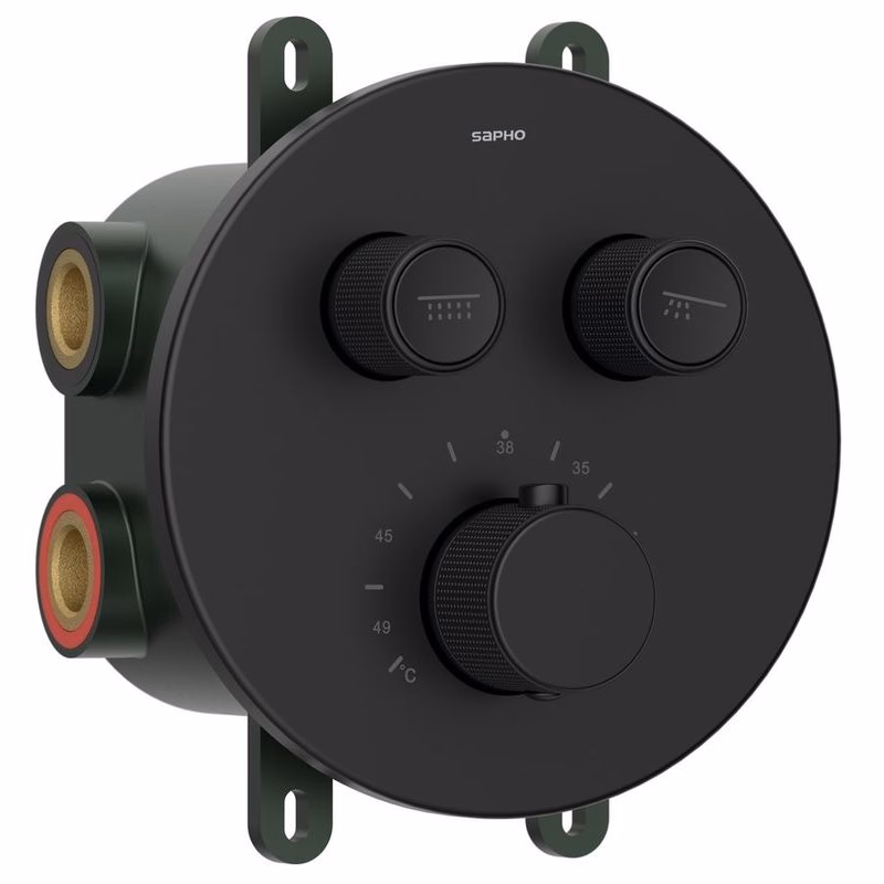 SAPHO - SMART SELECT podomietková termostatická sprchová batéria, box, 2 výstupy, čierna mat RP032B