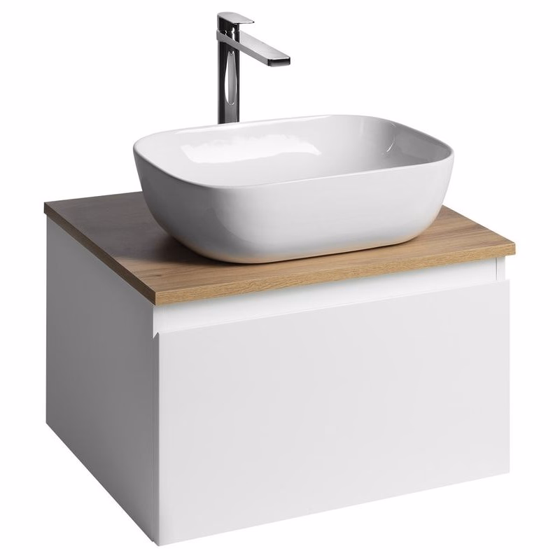 AQUALINE - ALTAIR skrinka s doskou 58 cm, biela/dub emporio AI263-02
