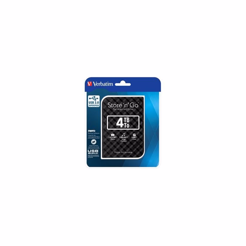 Verbatim externý pevný disk, Store N Go, 2.5", USB 3.0 (3.2 Gen 1), 4TB, 53223, černý