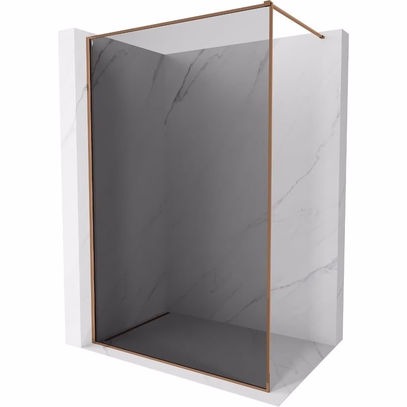 MEXEN/S - Kyoto-F Sprchová zástena WALK-IN s rámom 110 x 202, grafit 8 mm, ružové zlato 800-110-104-60-40