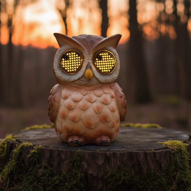 LED solárna záhradná socha sovy