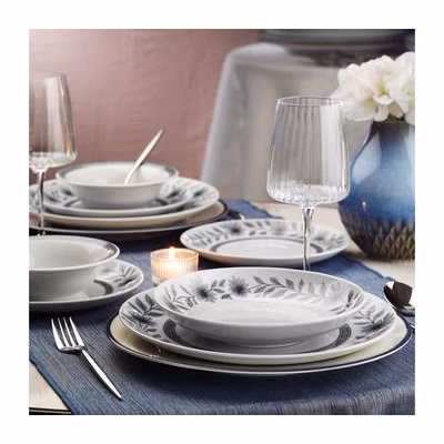 Jedálenská sada 24 ks biela/šedá/porcelán 710KTP4561