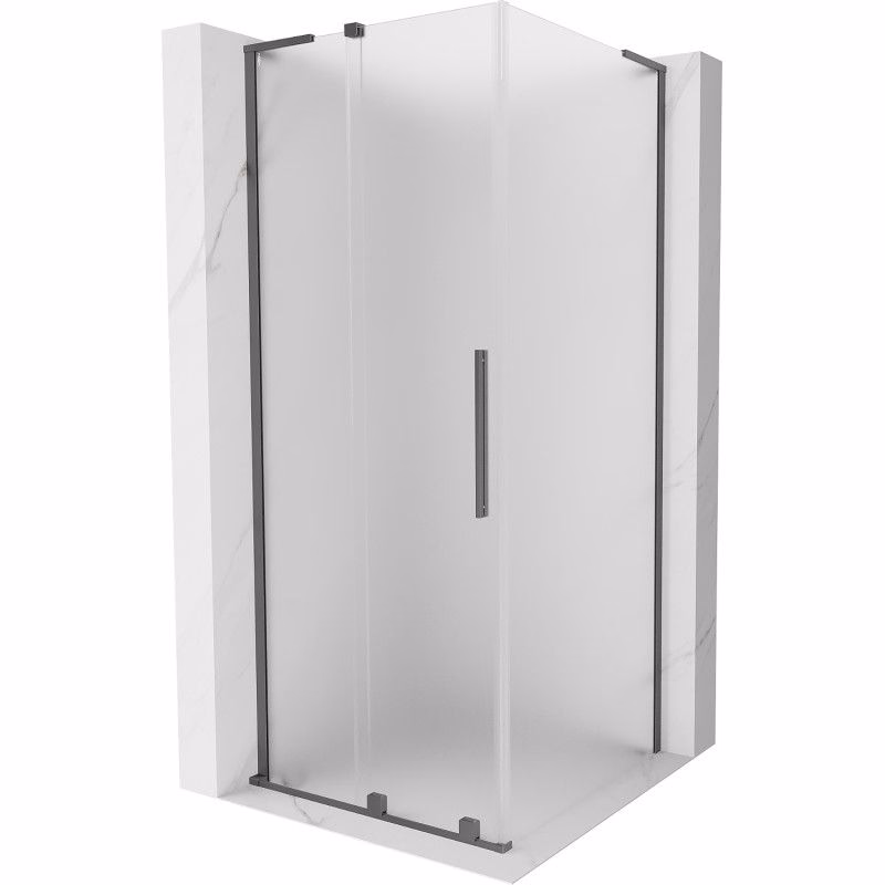 MEXEN/S - Velar L sprchovací kút, posuvné dvere 90 x 90, dekor, grafit metal 871-090-090-33-95