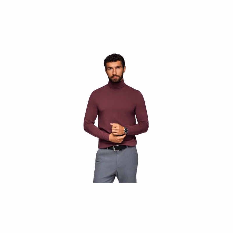 Pánske tričko s dlhým rukávom OMBRE Longsleeve OM-LSCL-0130 V-6 burgundy