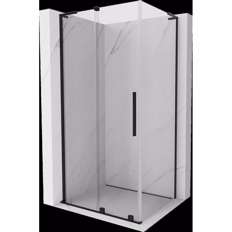 MEXEN/S - Velar L sprchovací kút, posuvné dvere 110 x 75, transparent, čierna 871-110-075-03-70