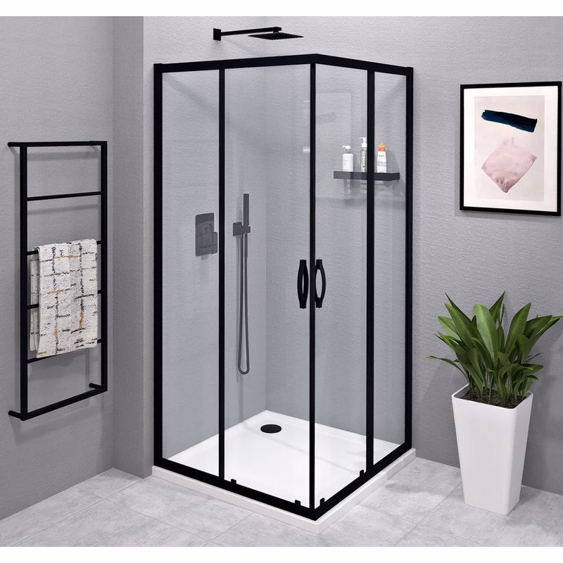 GELCO - SIGMA SIMPLY BLACK štvorcová sprchová zástena 1200x1200 rohový vstup, číre sklo GS2112B-01