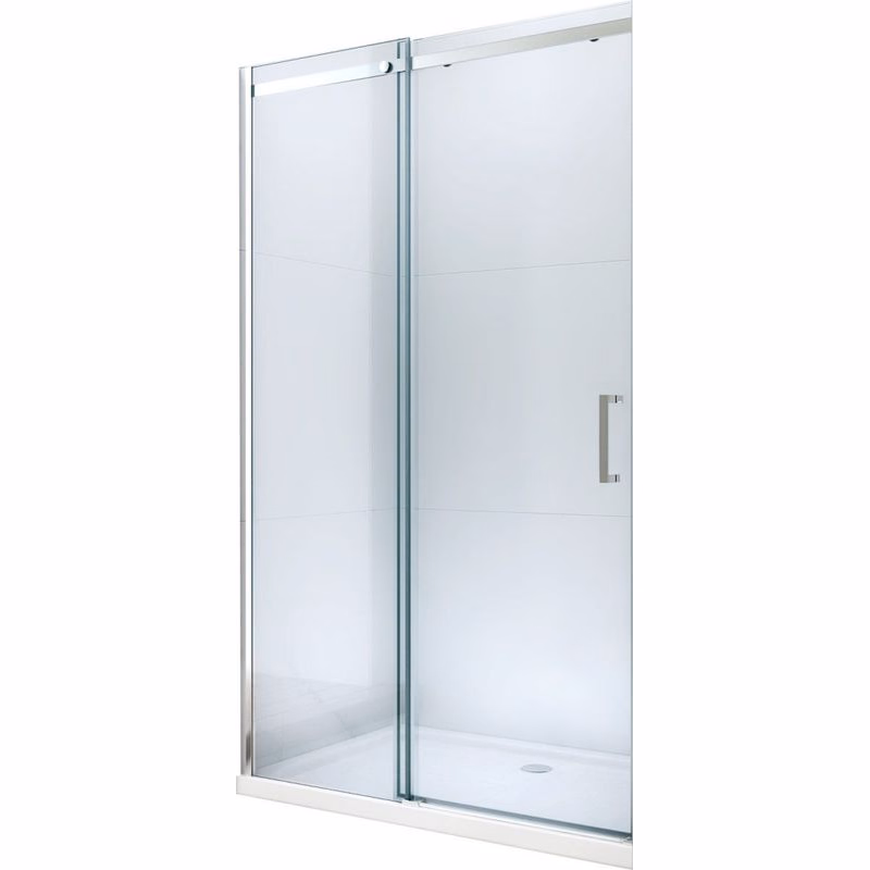 MEXEN - Omega posuvné sprchové dvere 150, sklo transparent, chróm so sadou pre niku 825-150-000-01-00