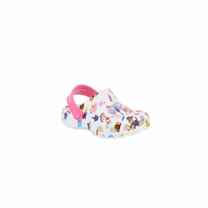 Dievčenské kroksy (rekreačná obuv) COQUI Little Frog Paw Patrol + Amulet K white light fuchsia