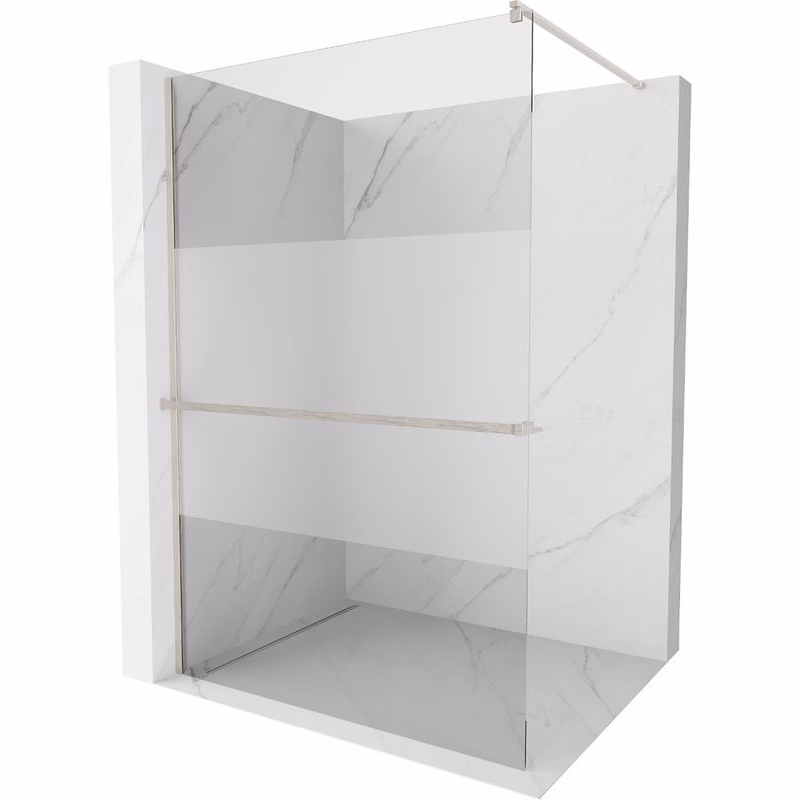 MEXEN/S - Kioto+ Sprchová zástena WALK-IN s poličkou a držiakom uterákov 70 x 200, transparent/dekor, nikel kartáčovaná 800-070-121-97-35