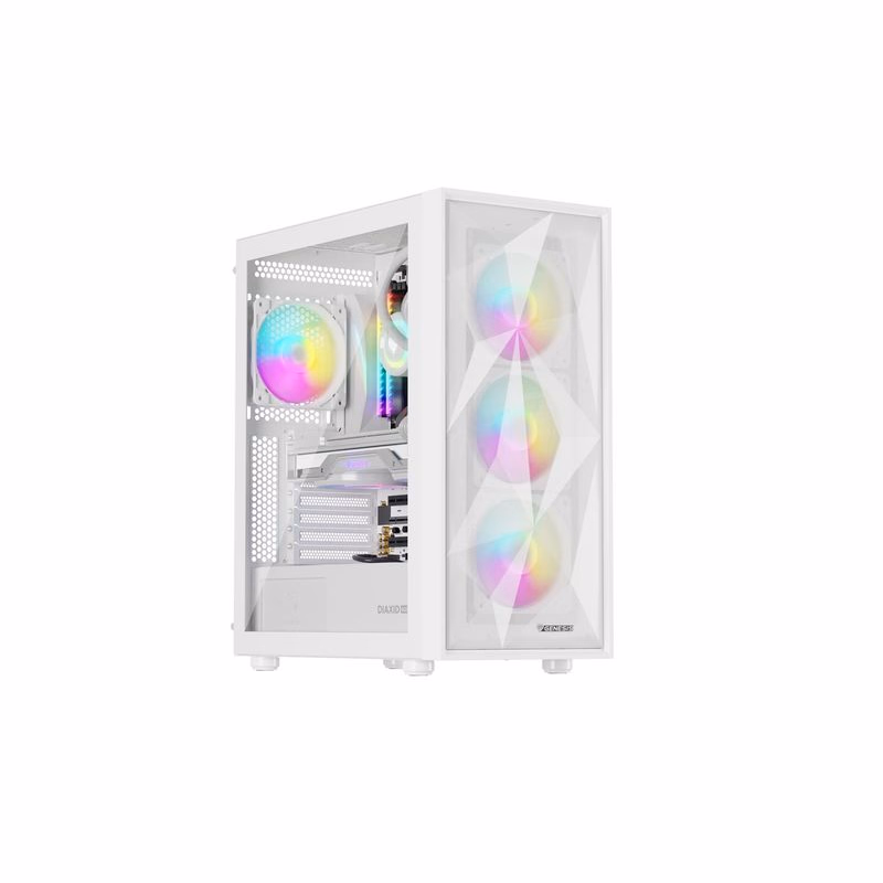 Počítačová skriňa Genesis DIAXID 605 ARGB/Midi Tower/Transpar./Biela