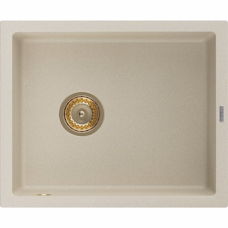 MEXEN/S MEXEN/S - Pedro granitový drez 1-miska 560 x 460 mm, béžová, sifón zlatá 6508561000-69-G