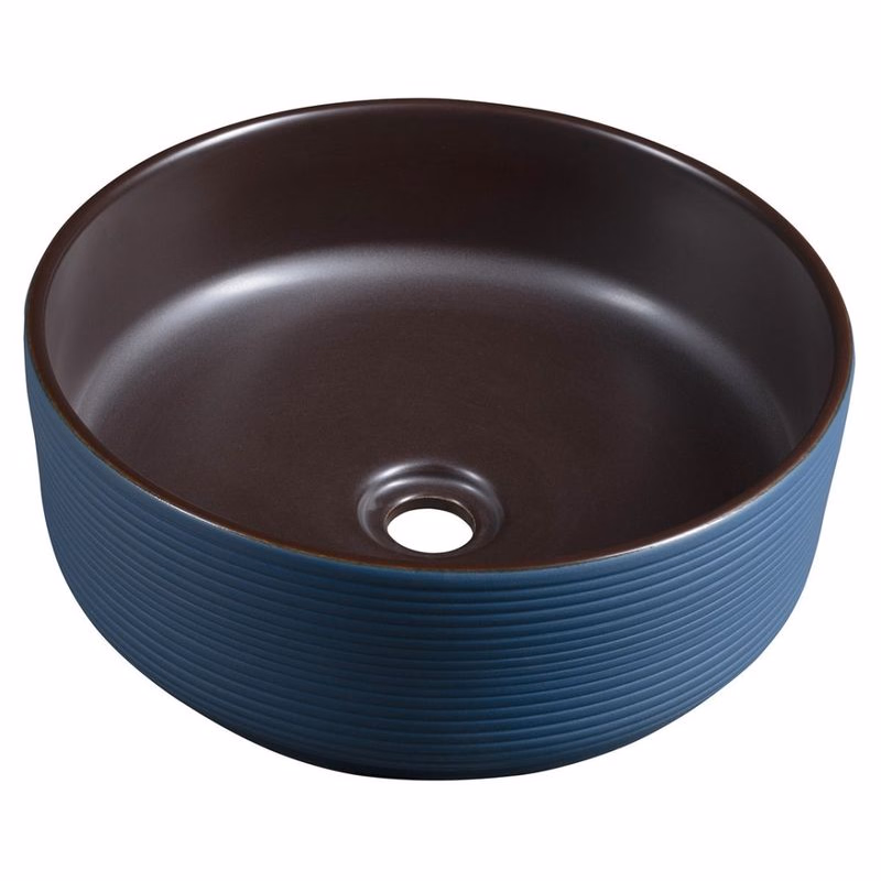 SAPHO - PRIORI keramické umývadlo na dosku, priemer 41cm, hnedá/modrá PI033