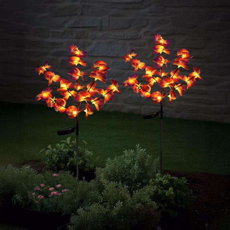 LED solárna záhradná zástrčka Orchidea, 2 kusy
