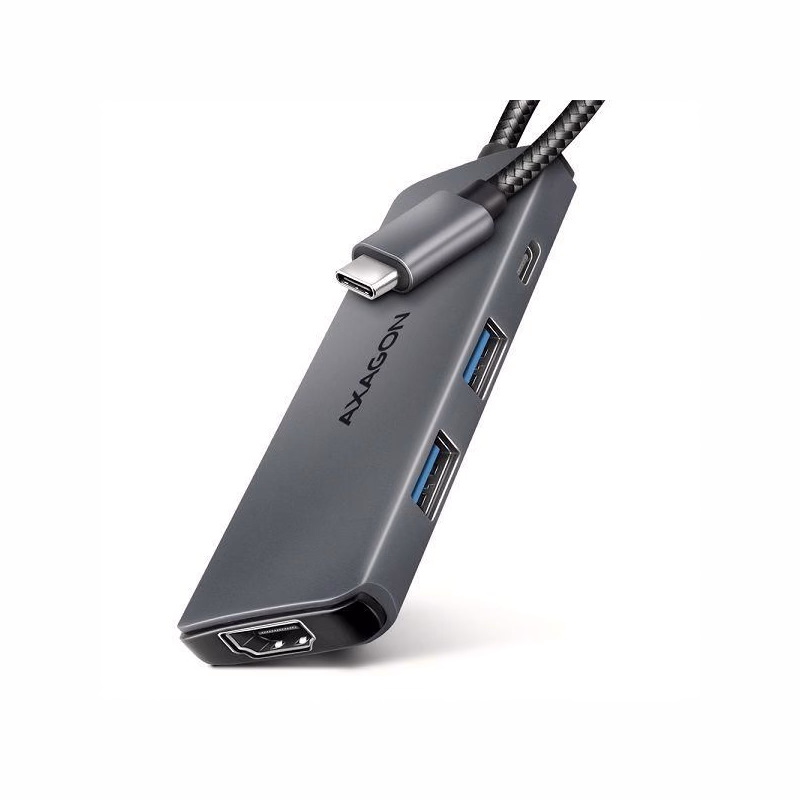AXAGON HMC-5H8K, USB 5Gbps húb, 2x USB-A, USB-C, HDMI 8k/30Hz, PD 100W, kábel USB-C 15cm