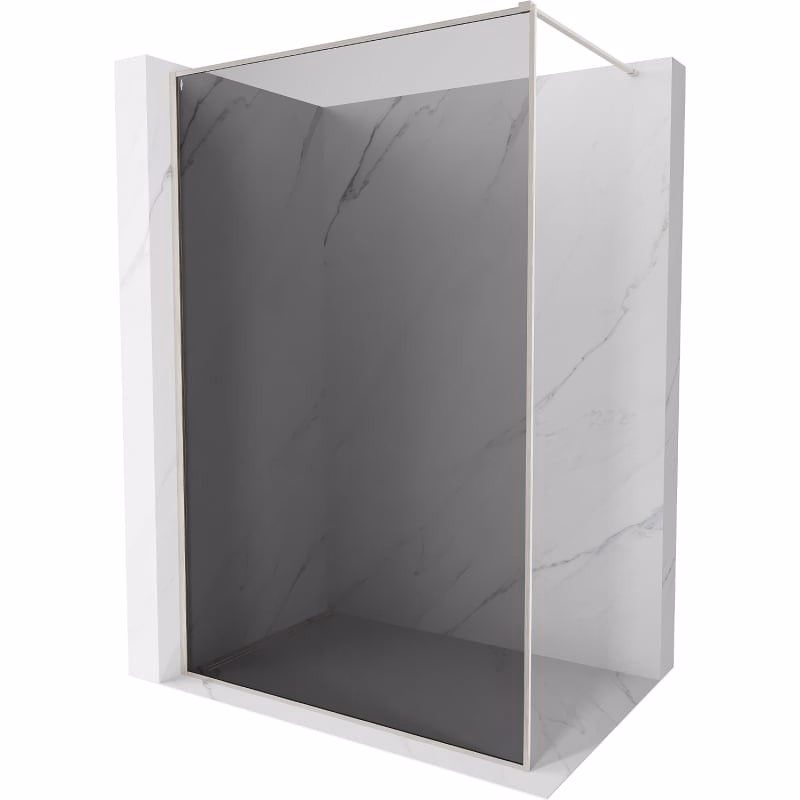 MEXEN/S - Kioto-F Sprchová zástena WALK-IN s rámom 140 x 202, grafit 8 mm, nikel kartáčovaný 800-140-104-97-40