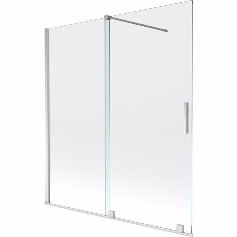 MEXEN/S - Velar Dvojkrídlová posuvná vaňová zástena 150 x 150, transparent, chróm 896-150-000-01-01
