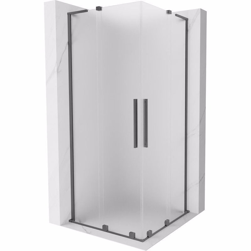 MEXEN/S - Velar L Duo sprchovací kút, posuvné dvere 100 x 100, dekor, grafit metal 871-100-100-02-33-95
