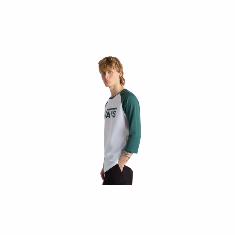 Pánske tričko s krátkym rukávom VANS CLASSIC RAGLAN-WHITE-BISTRO GREEN