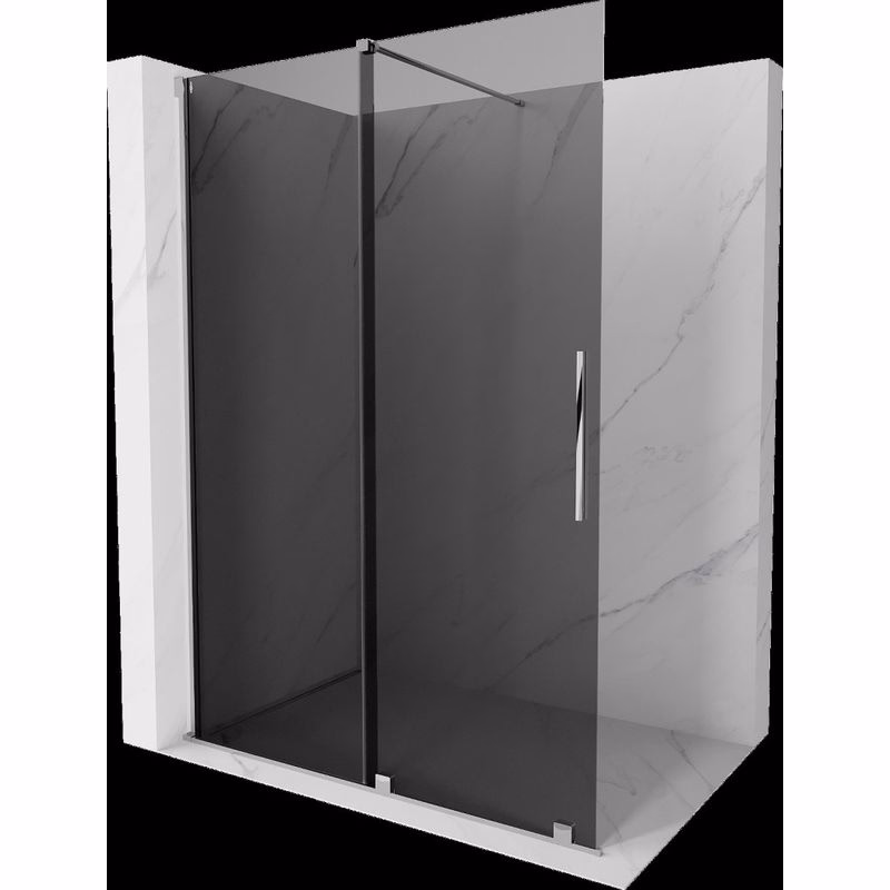 MEXEN/S - Velar Sprchová zástena posuvná Walk-in 130 x 200, grafit 8 mm, chróm 871-130-000-43-01