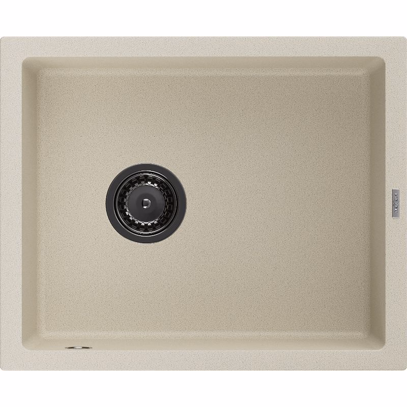 MEXEN/S MEXEN/S - Pedro granitový drez 1-miska 560 x 460 mm, béžová, sifón čierna 6508561000-69-B