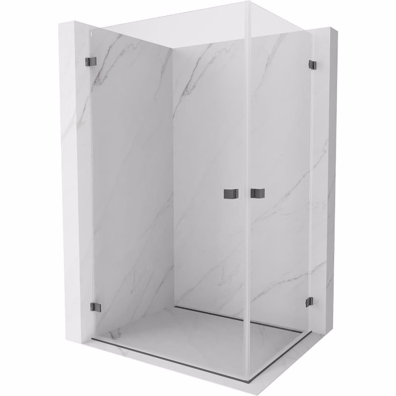 MEXEN/S - Lunar-B Duo sprchovací kút dvere krídlové 90 x 85, transparent, grafit kartáčovaná 832-090L-085P-66-00