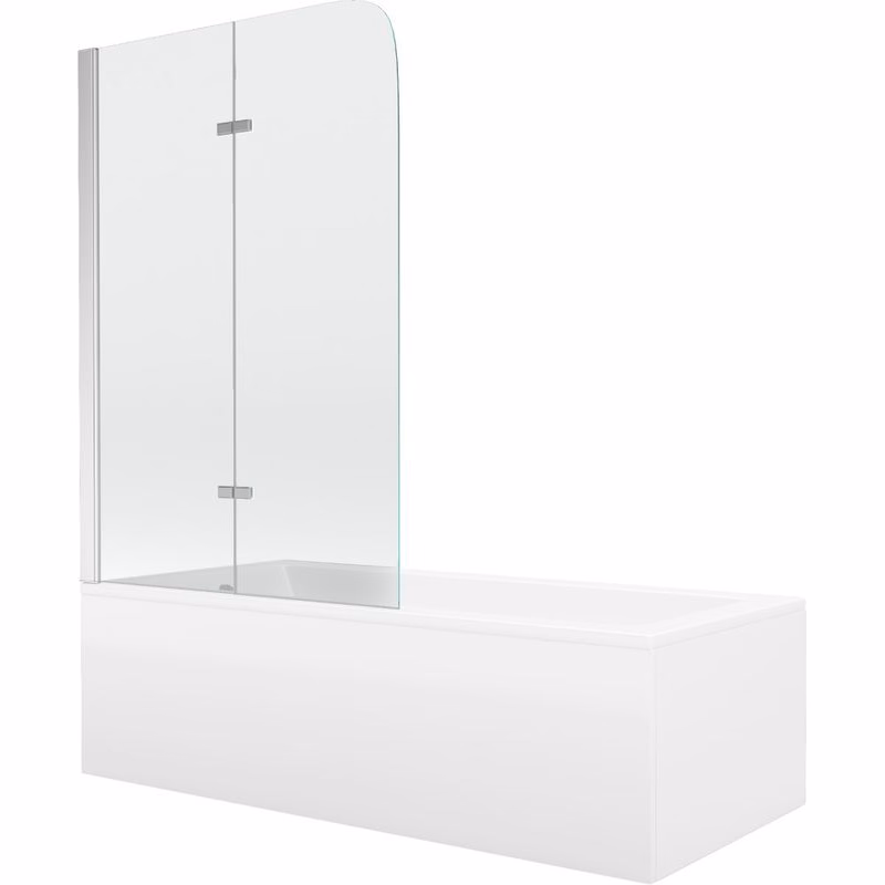MEXEN/S - Cubik obdĺžniková vaňa 170 x 70 cm s panelom + vaňová zástena 80, transparent, chróm 550317070X9008020100