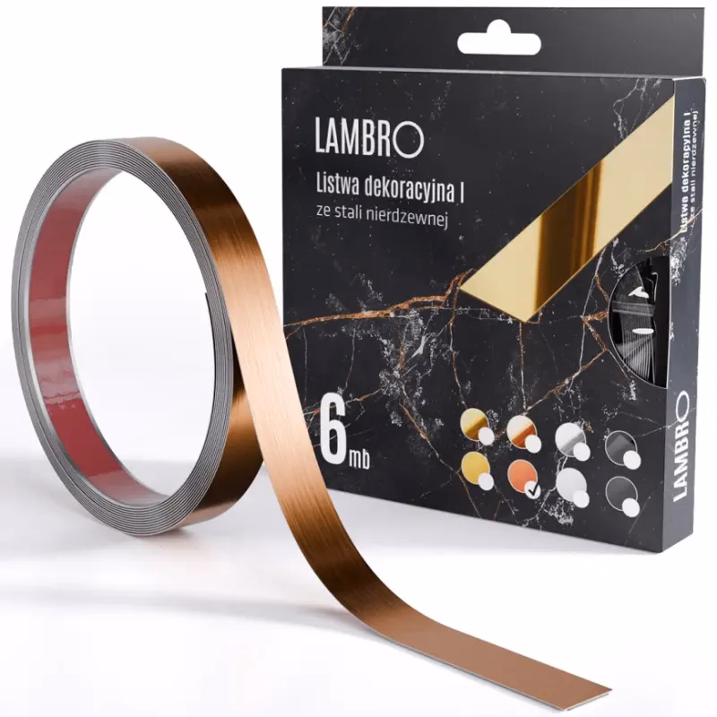 Samolepiaca dekoratívna lišta v rolke 2 cm medená 6 bm mat