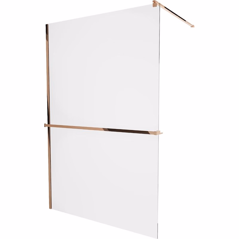 MEXEN/S - KIOTO Sprchová zástena WALK-IN s poličkou a držiakom uterákov 70 x 200, transparent 8 mm, ružové zlato 800-070-121-60-00