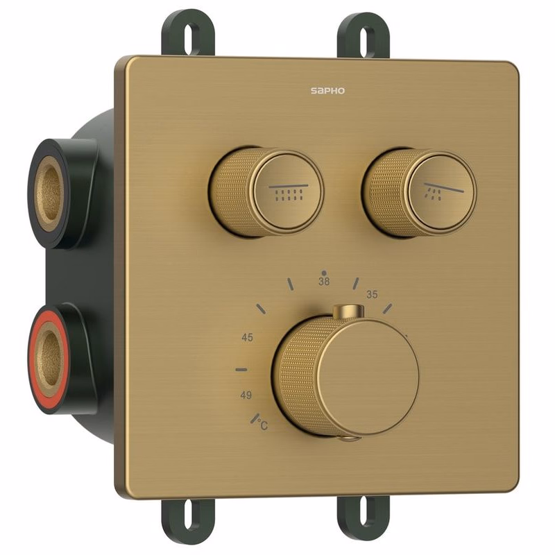 SAPHO - SMART SELECT podomietková termostatická sprchová batéria, box, 2 výstupy, zlato mat RP042GB