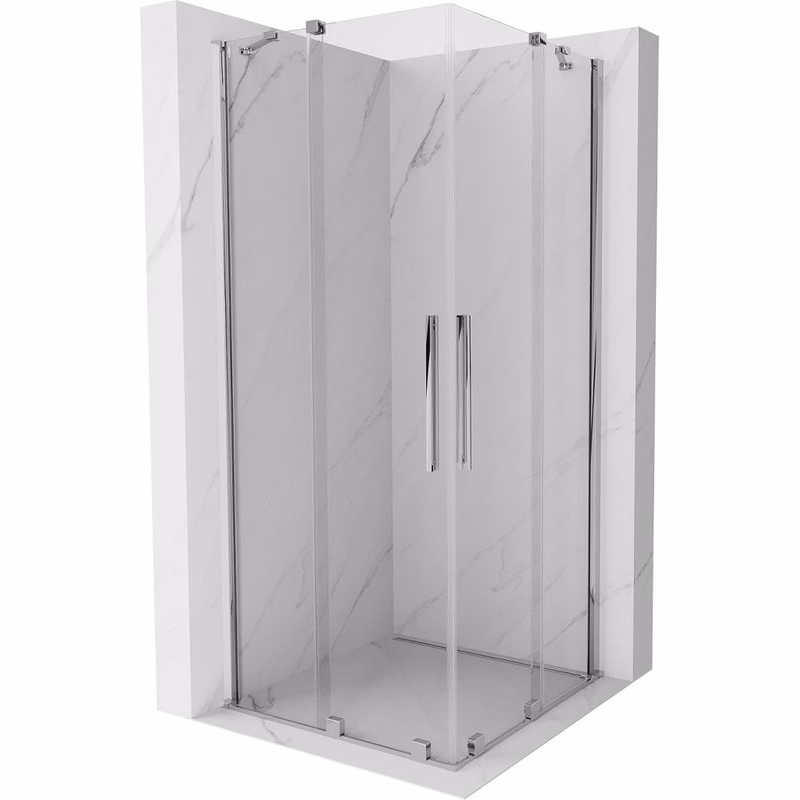 MEXEN/S - Velar Duo štvorcový sprchovací kút 80 x 80, transparent, chróm 871-080-080-02-01