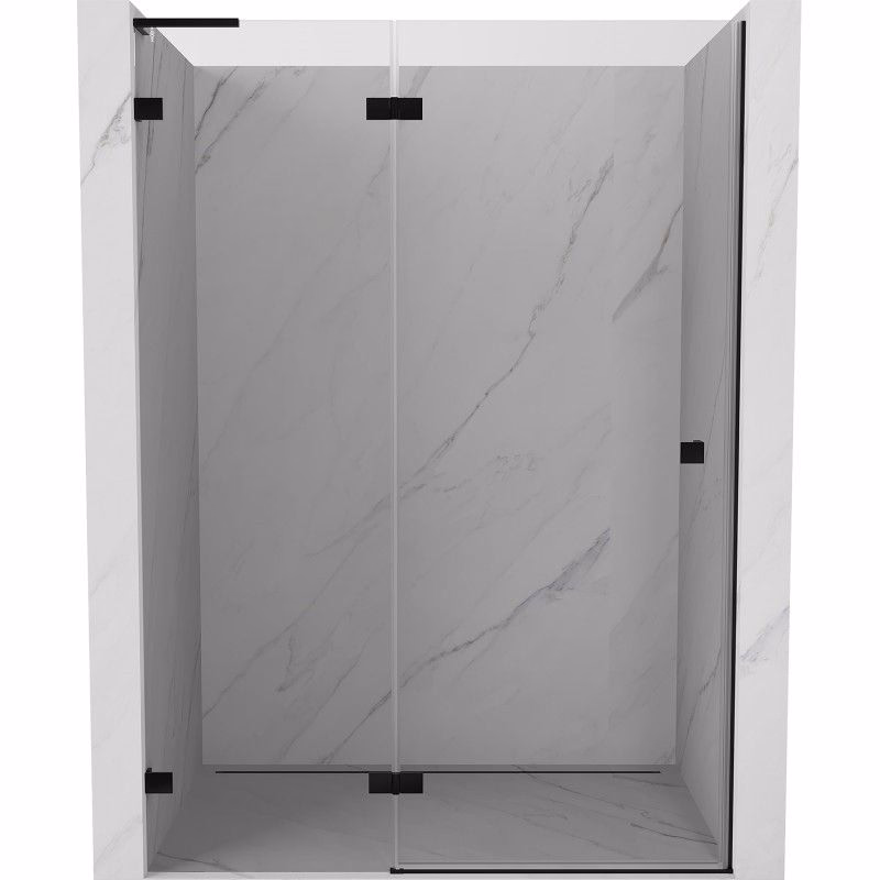 MEXEN/S - Lunar L sprchové dvere krídlové ľavé 135, transparent, čierna 834L-135-000-70-00-L