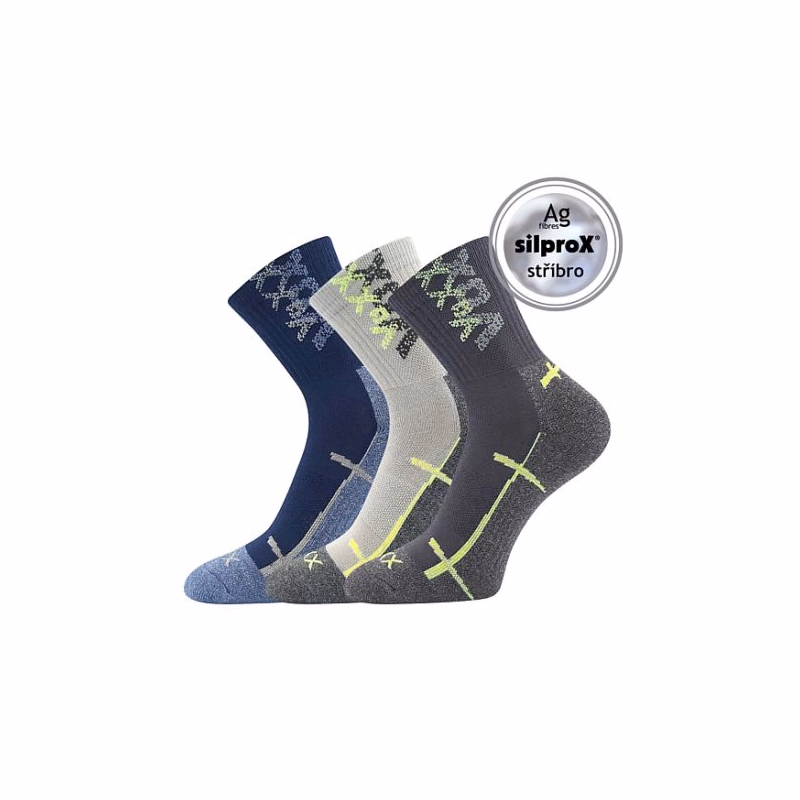 Chlapčenské turistické ponožky VOXX 3 PACK-Wallík-Grey Blue