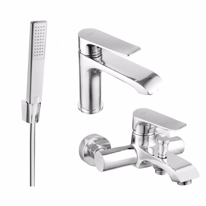 MEXEN/S - Pecos R72 Set umývadlové a vaňové batérie s príslušenstvom, chróm 72703R72-00