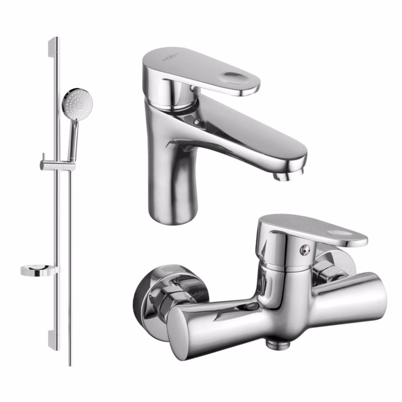 MEXEN/S - Kama DS75 SET umývadlová batéria + sprchová s príslušenstvom, chróm 72504DS75-00