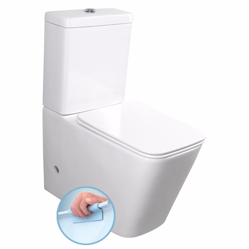 SAPHO - PORTO RIMLESS WC kombi, spodný/zadný odpad, biela PC102WR